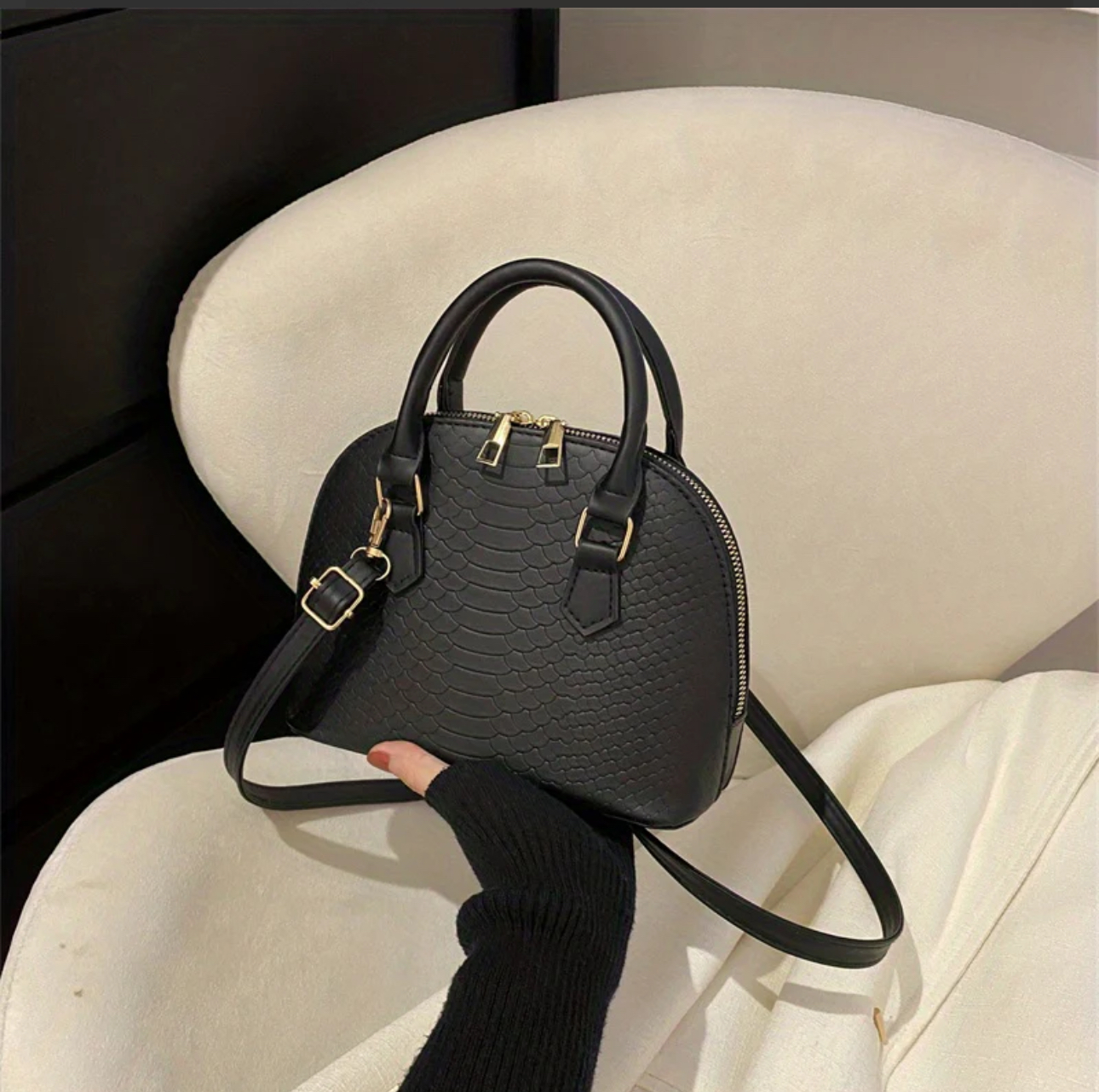 Crocodile Mini Dome Handbag. - Image 4