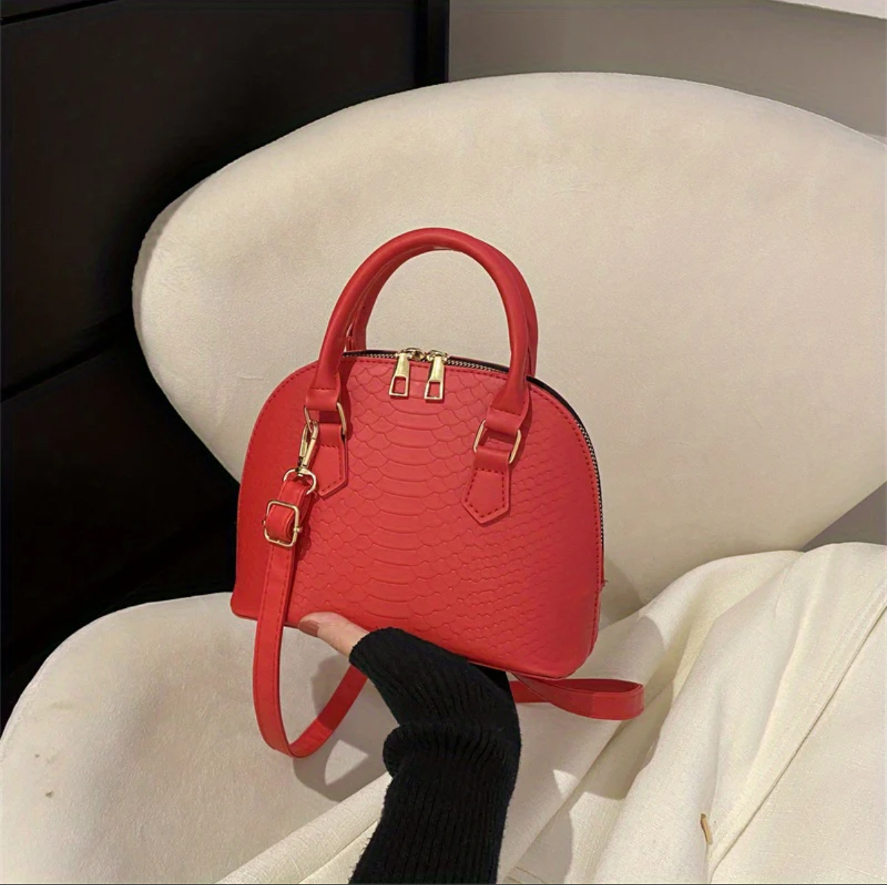 Crocodile Mini Dome Handbag. - Image 3